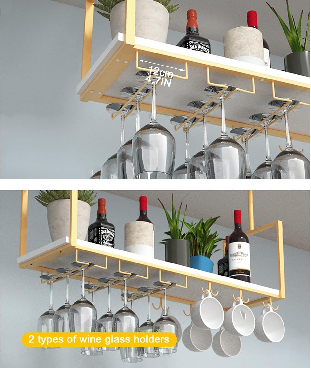 Suuim Ceiling Wine Glass Rack - Metal Display Stand
