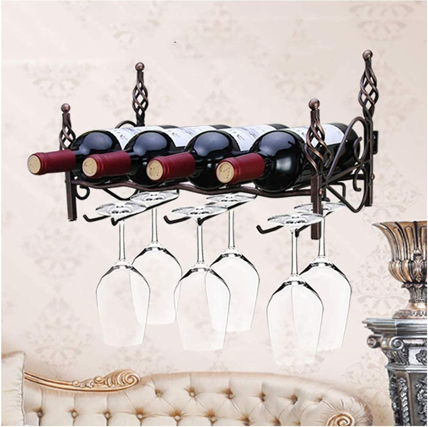 BOCbco Wall-Mounted Wine Rack with Goblet Holder
