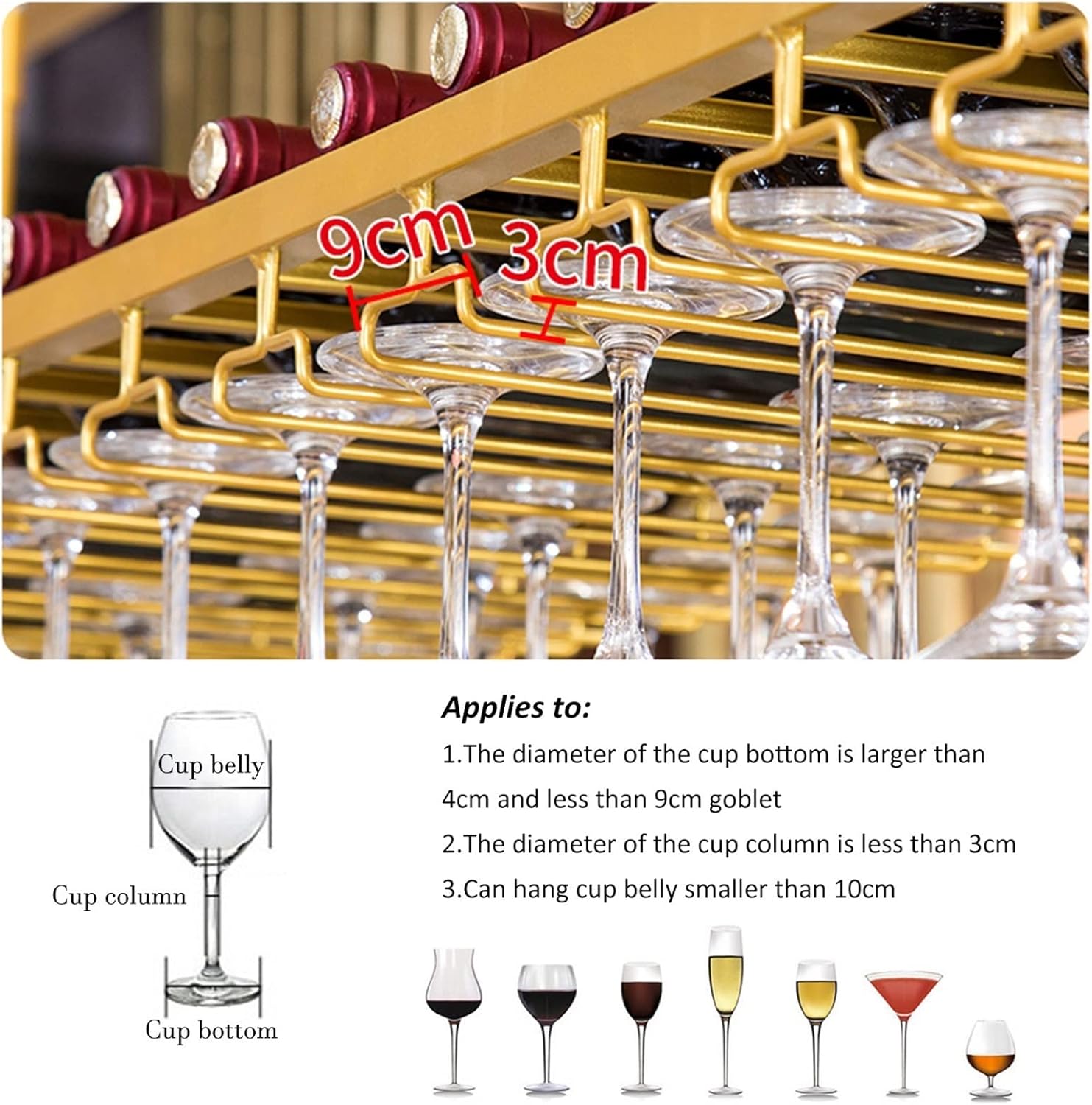 Sturdy Metal Ceiling Wine Rack with Adjustable Boom