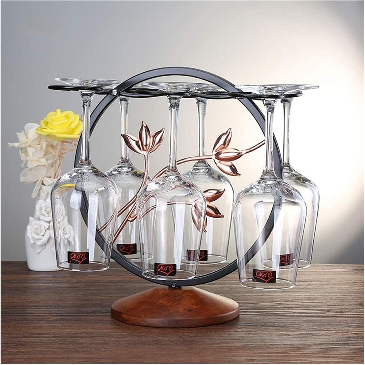 ALDEPO Tabletop Wine Rack with Wooden Base