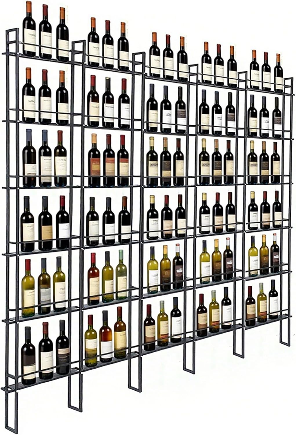 RAJYQODIS 6-Tier Wall-Mounted Wine Rack Black Industrial Style