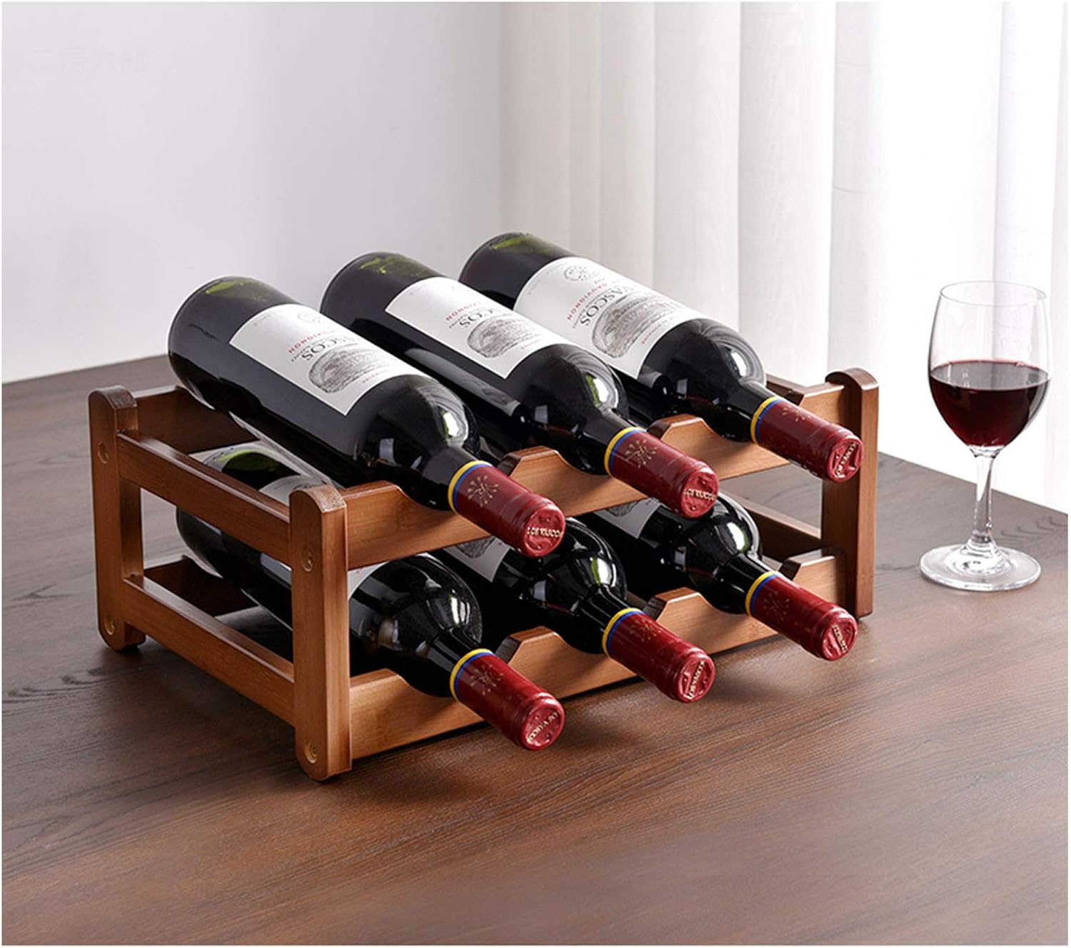 BOCbco Rustic Wood Wine Rack for 6 or 8 Bottles