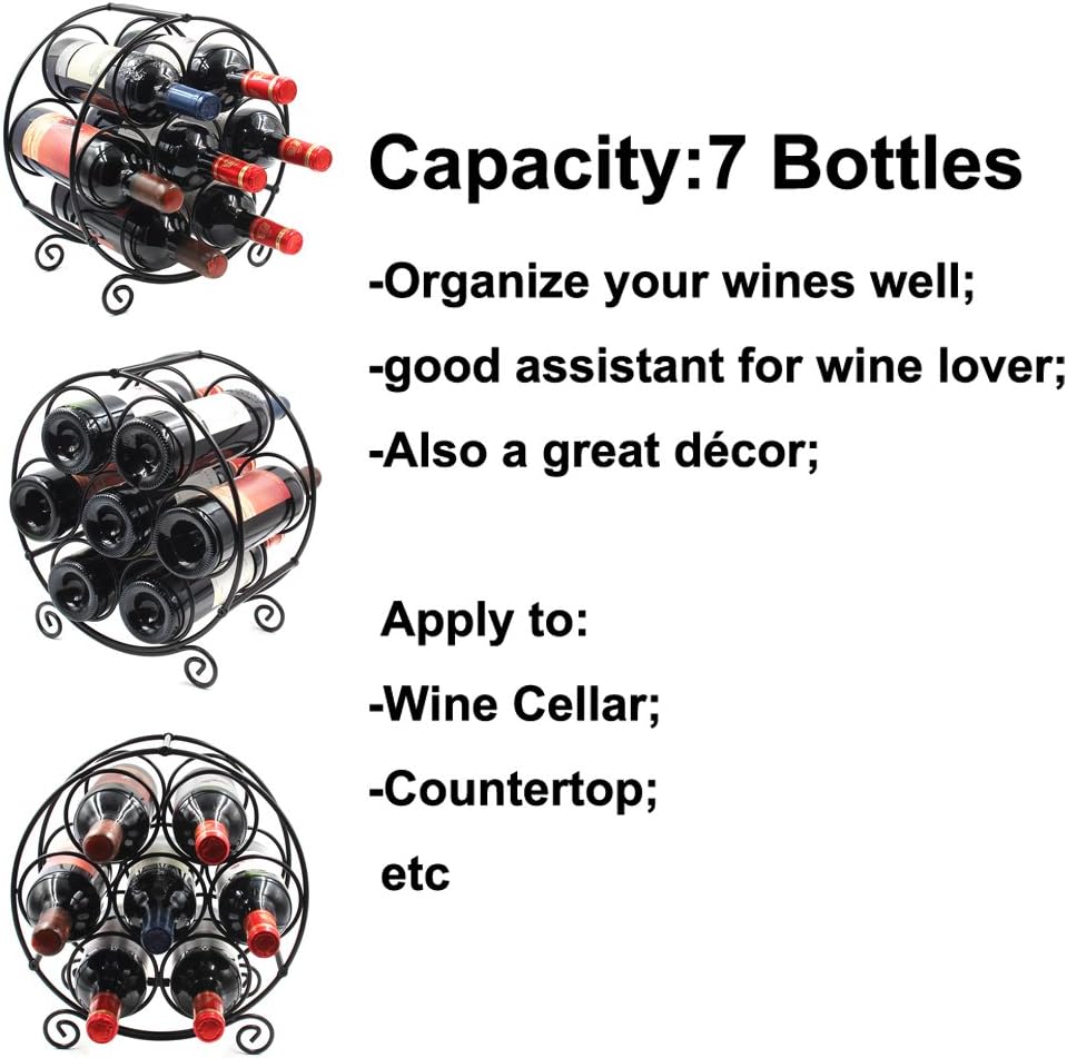 PAG 7 Bottles Freestanding Wine Rack Black