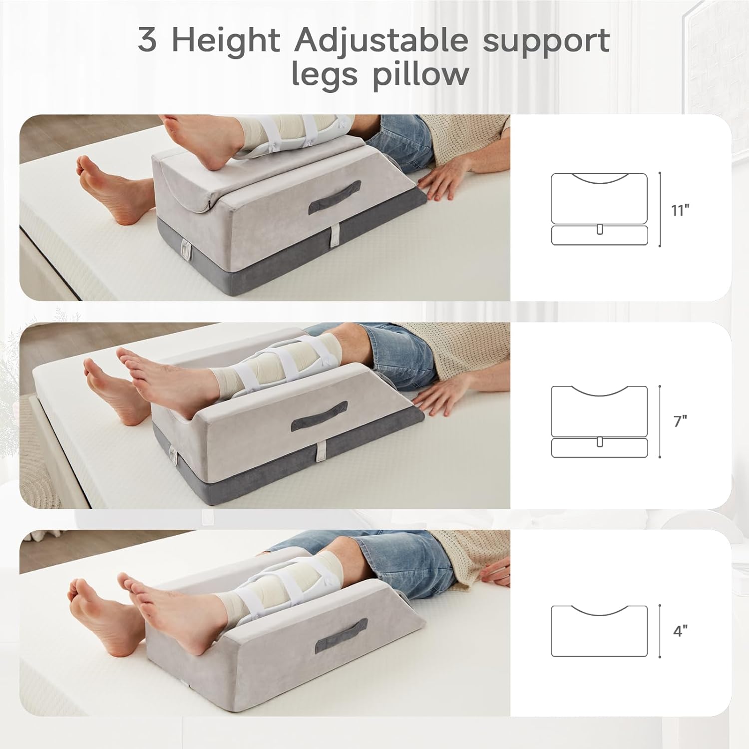 AskDesk Leg Elevating Pillow with 3 Height Settings