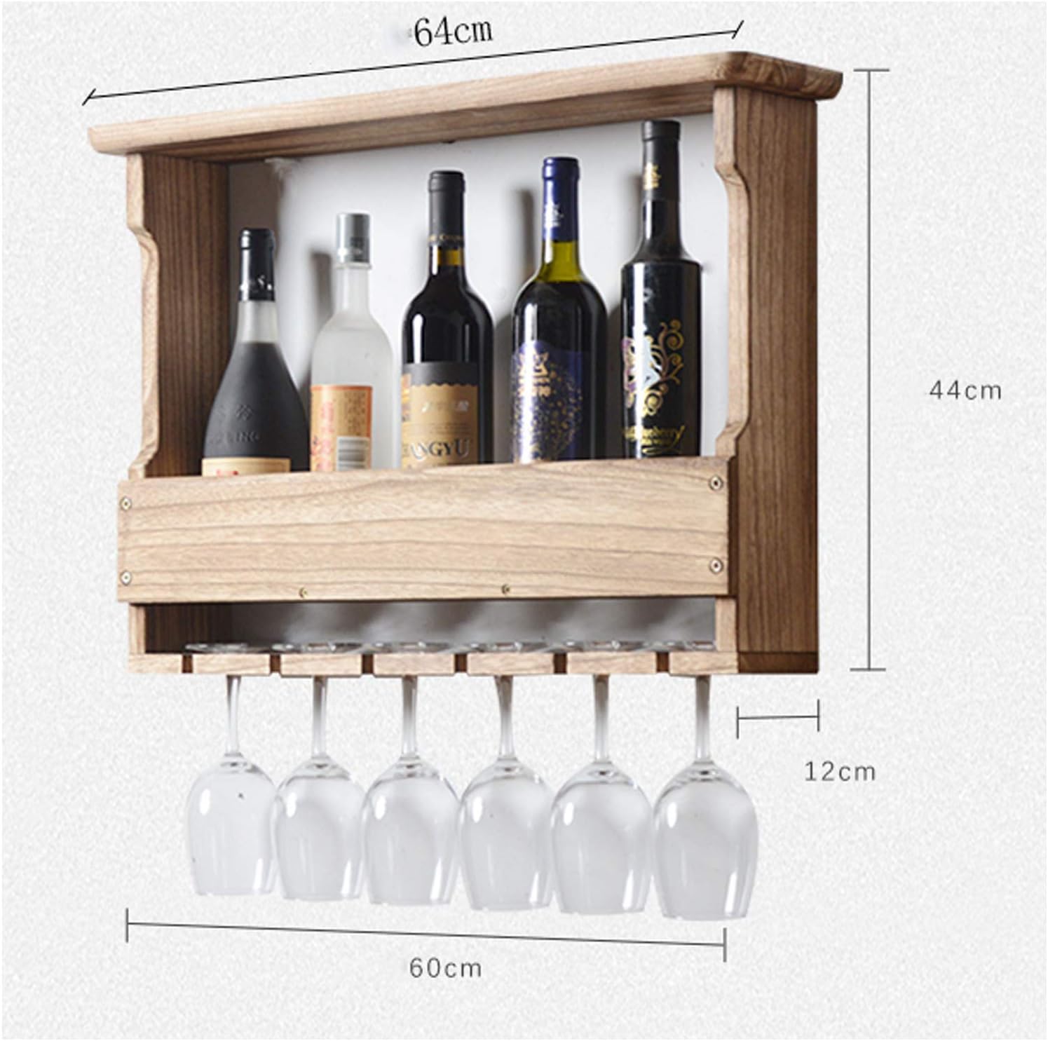 BOCbco Wall-Mounted Wine Rack with 5 Bottle and 6 Glass Holder