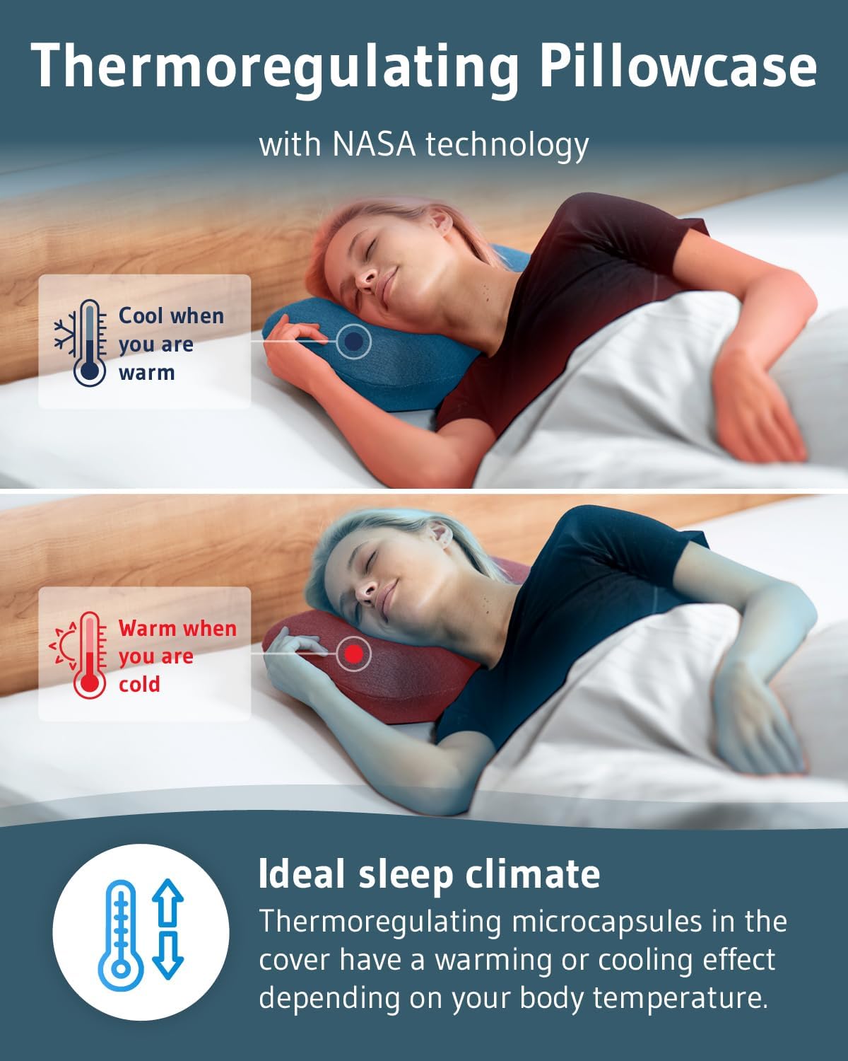 Stomach Sleeper Pillow MIZAR - Memory Foam with Thermoregulating Case