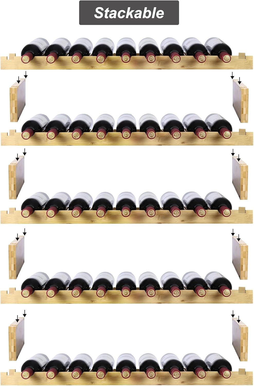 Finnhomy 45-Bottle 5-Tier Bamboo Wine Rack
