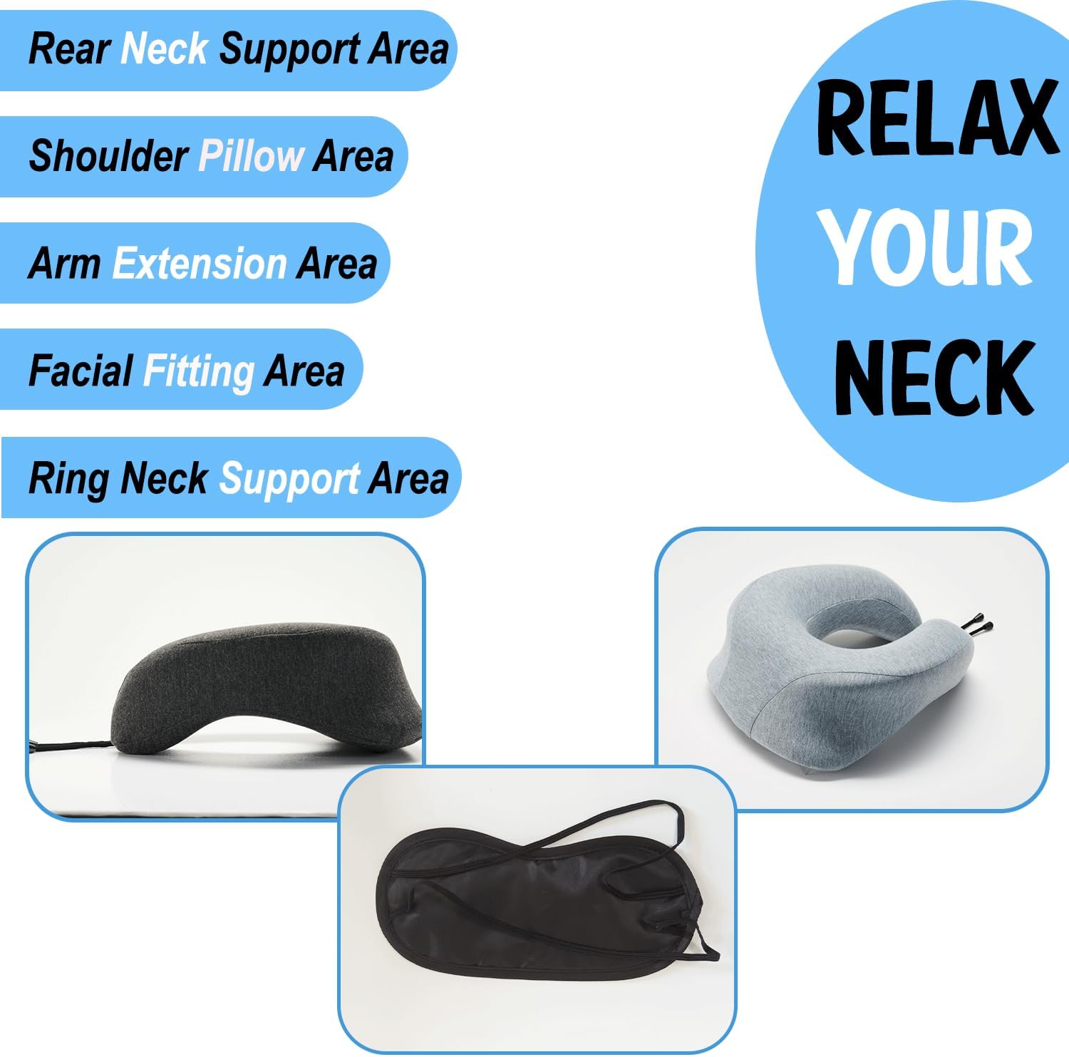 Azmaish Face Down Pillow with Eye Mask for Travel and Sleep