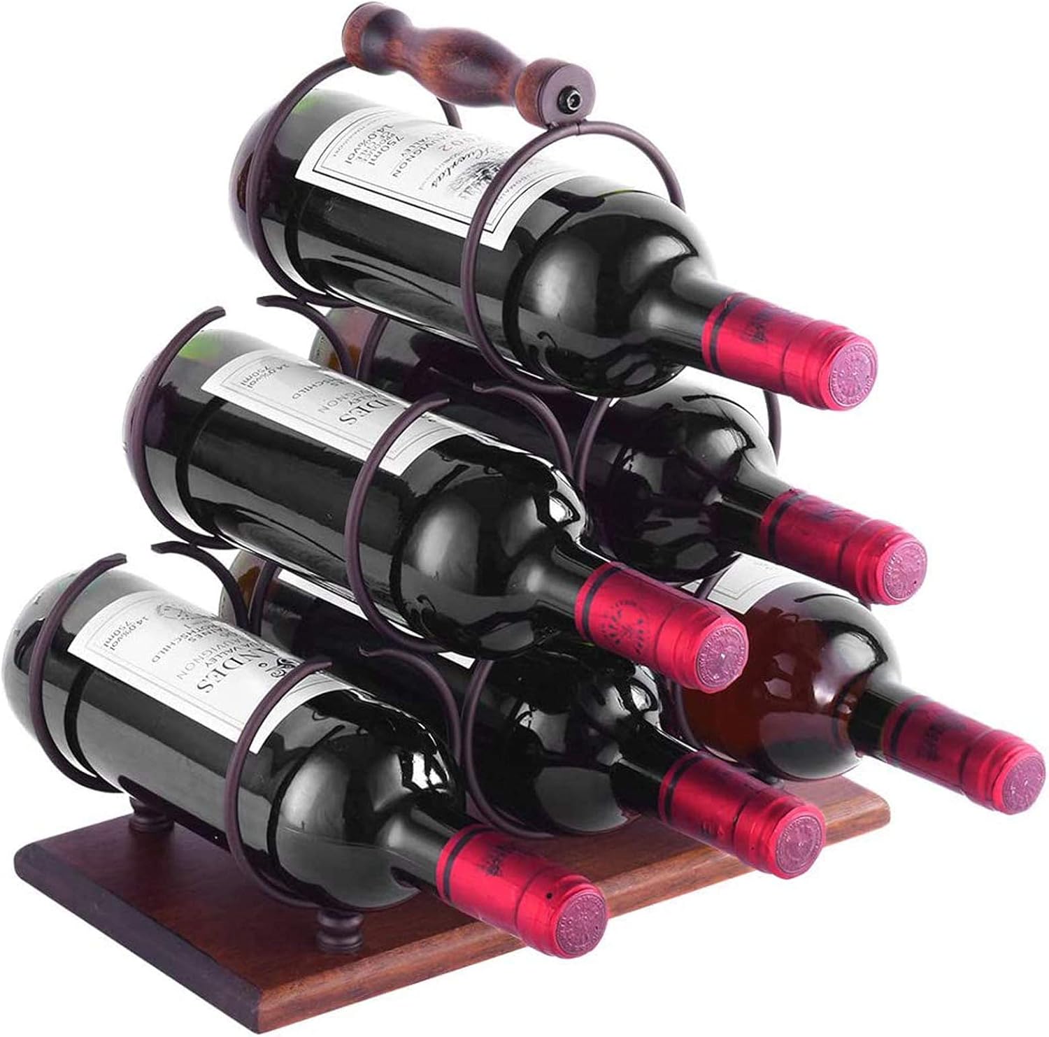 BOCbco Rustic Tabletop Wine Rack Holds 6 Bottles