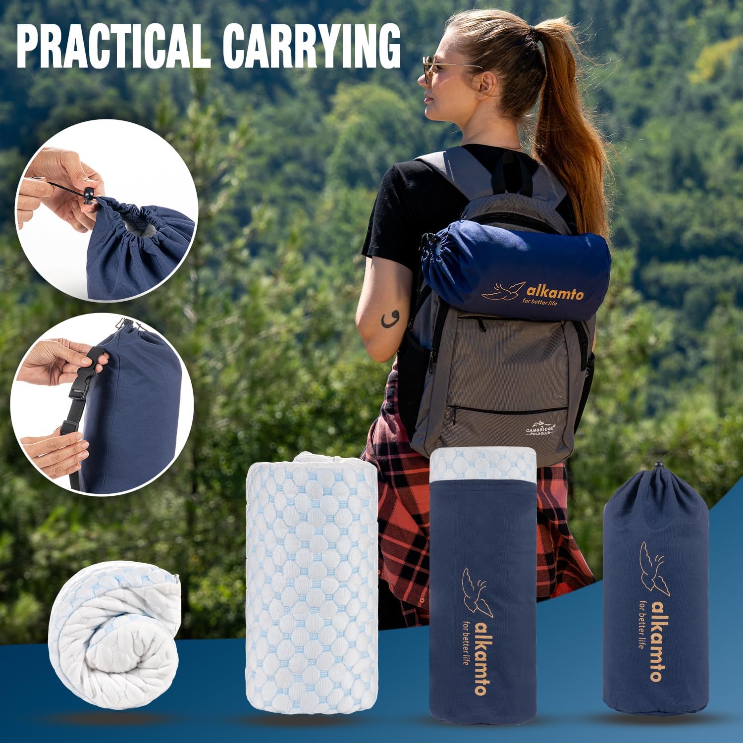 Cooling Shredded Memory Foam Pillow Adjustable Gel Travel-Ready