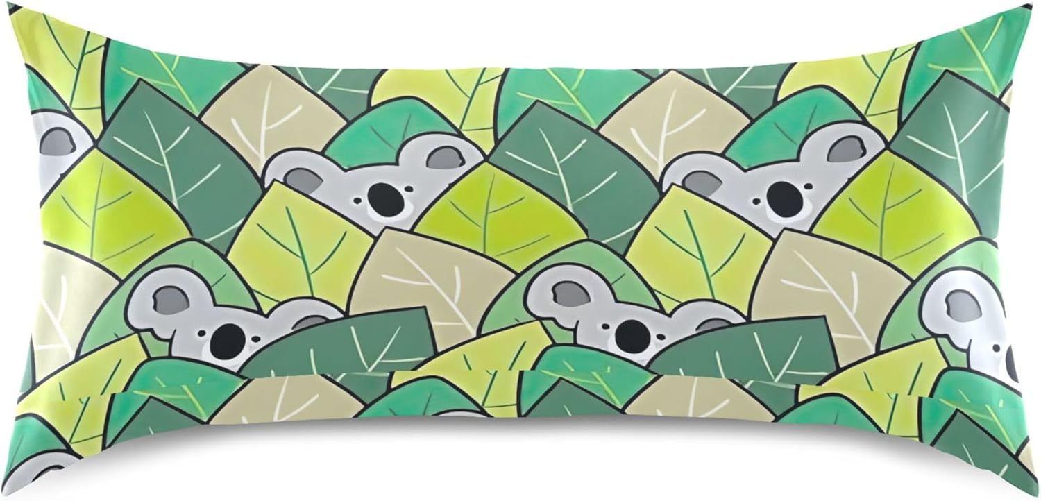 TSENQUE Cartoon Koala Bear Leaf Sateen Pillowcase 1