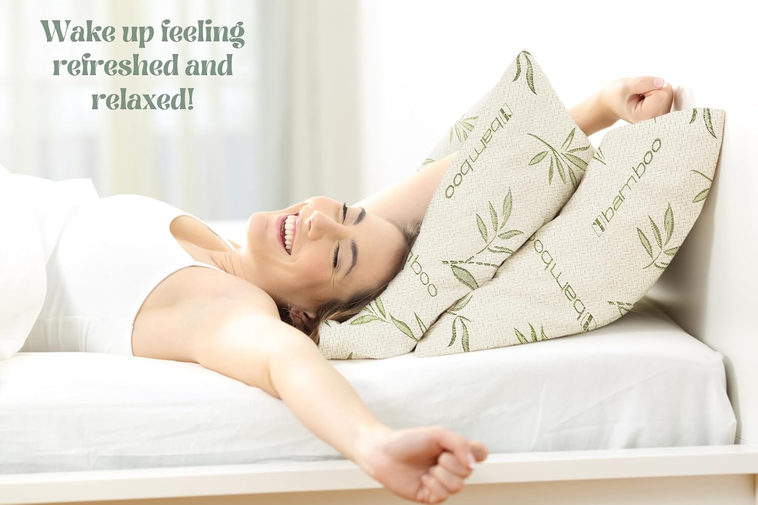Sleep Touch Green Leaf Shredded Memory Foam Pillow Cool Supportive