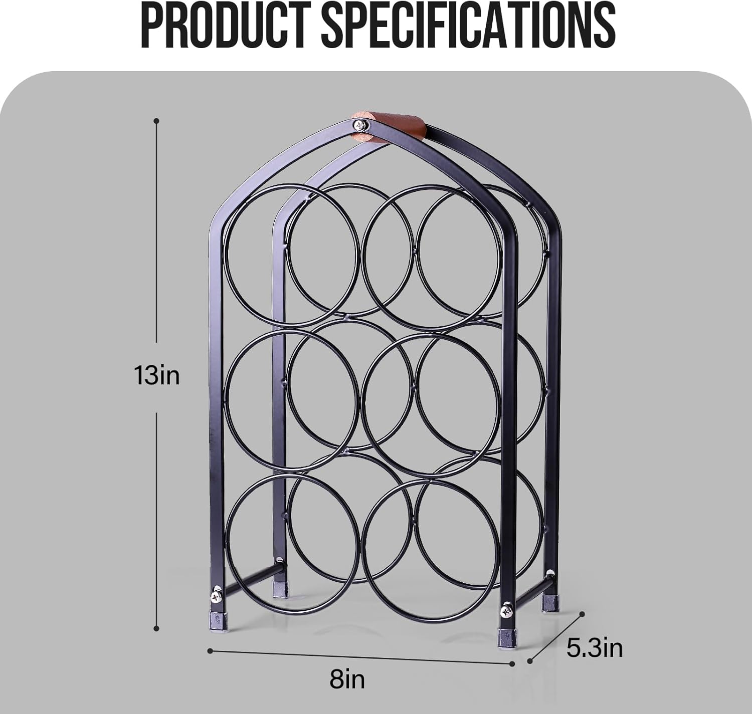 Drincarier 6 Bottle Countertop Wine Rack - Modern Black Metal 3 Tier Stand 1