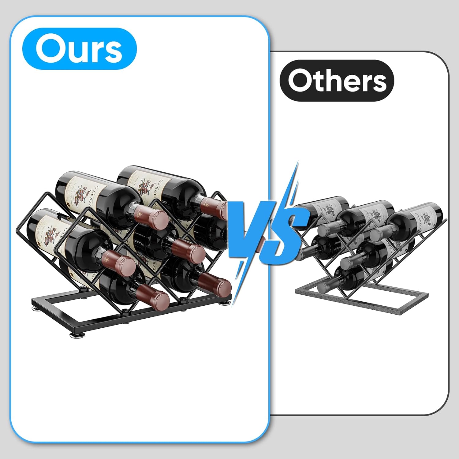 POKIPO 7 Bottle Tabletop Wine Rack Metal