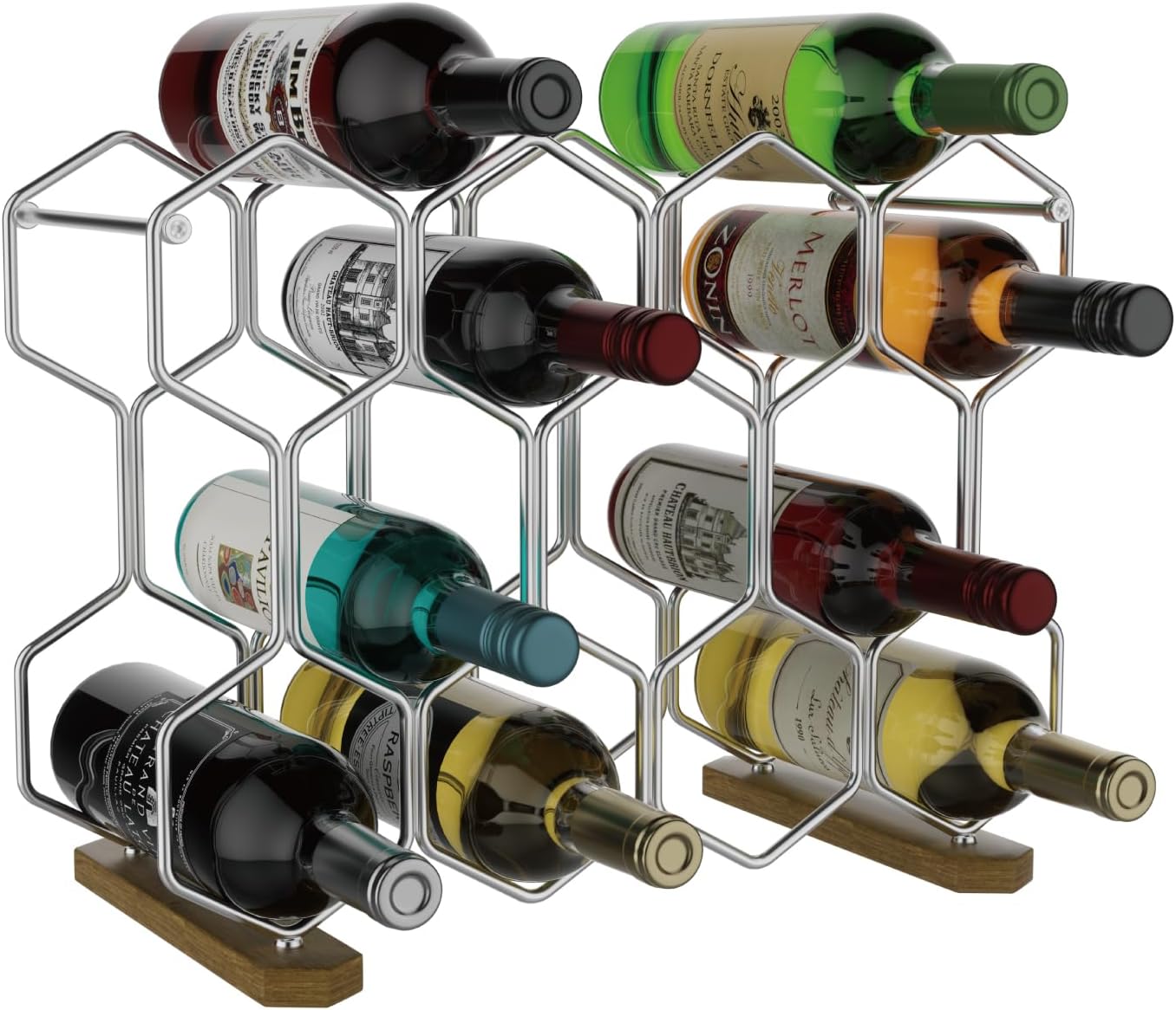Buruis 14-Bottle Wine Rack with Chrome Base