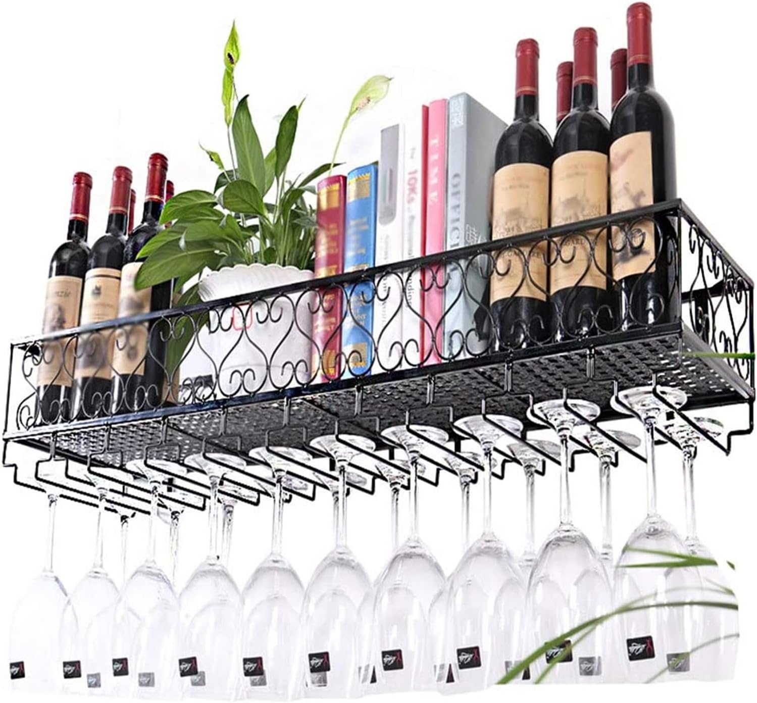 ALDEPO Wall-Mounted Wine Rack with Chrysanthemum Design