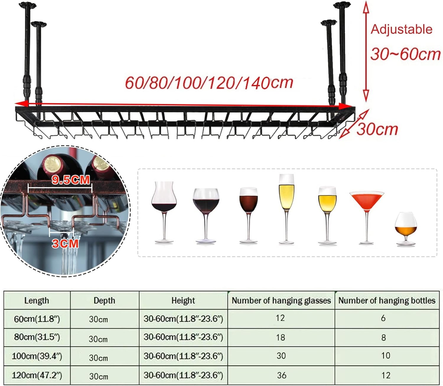 Suuim Hanging Wine Racks Ceiling-Type Holder