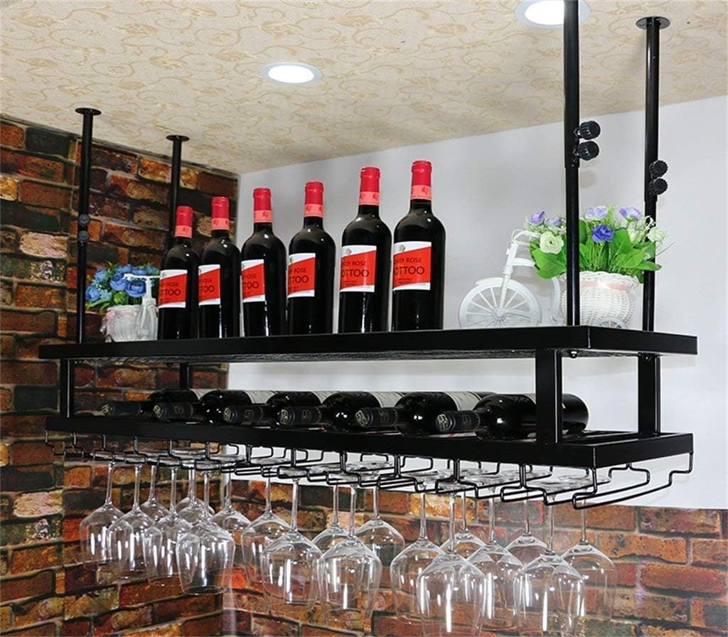 Wrought Iron Wine Rack Wall Shelf with Two Levels