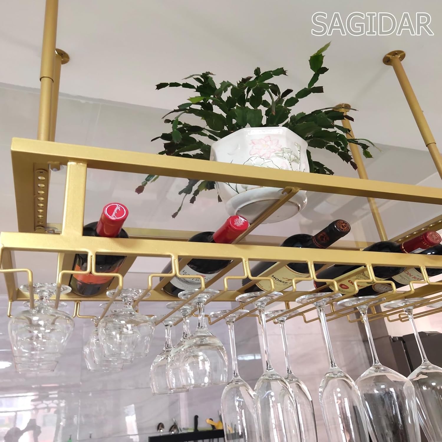 SAGIDAR Wall-Mounted Wine Rack Organizer
