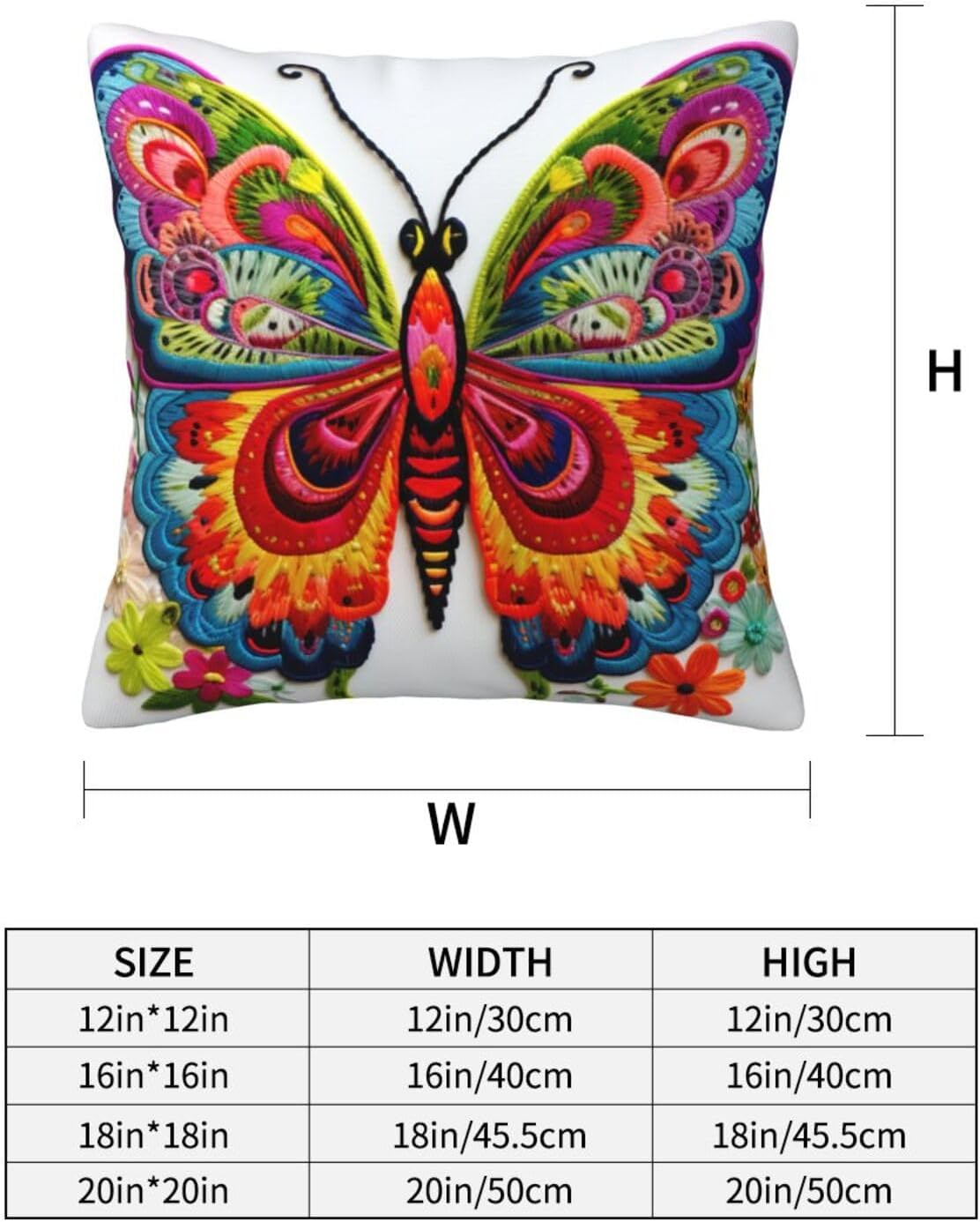 Ogniwo Embroidery Butterfly Throw Pillow 12x12 Inch Soft Square Cushion Case 1