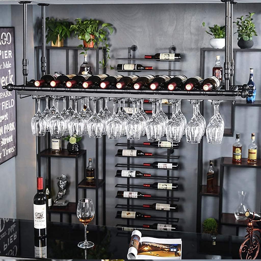 Adjustable Wall-Mounted Wine Rack with Glass Holder