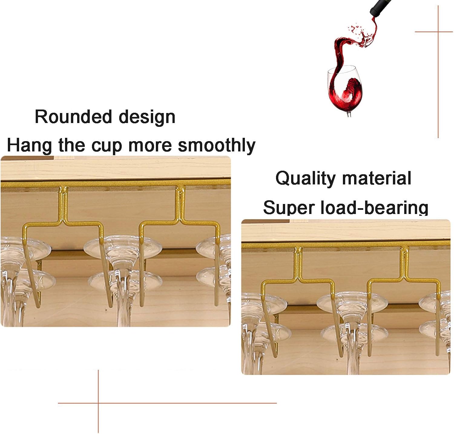 ZJDYDY Wine Glass Rack Modern Metal Under Cabinet Storage Organizer