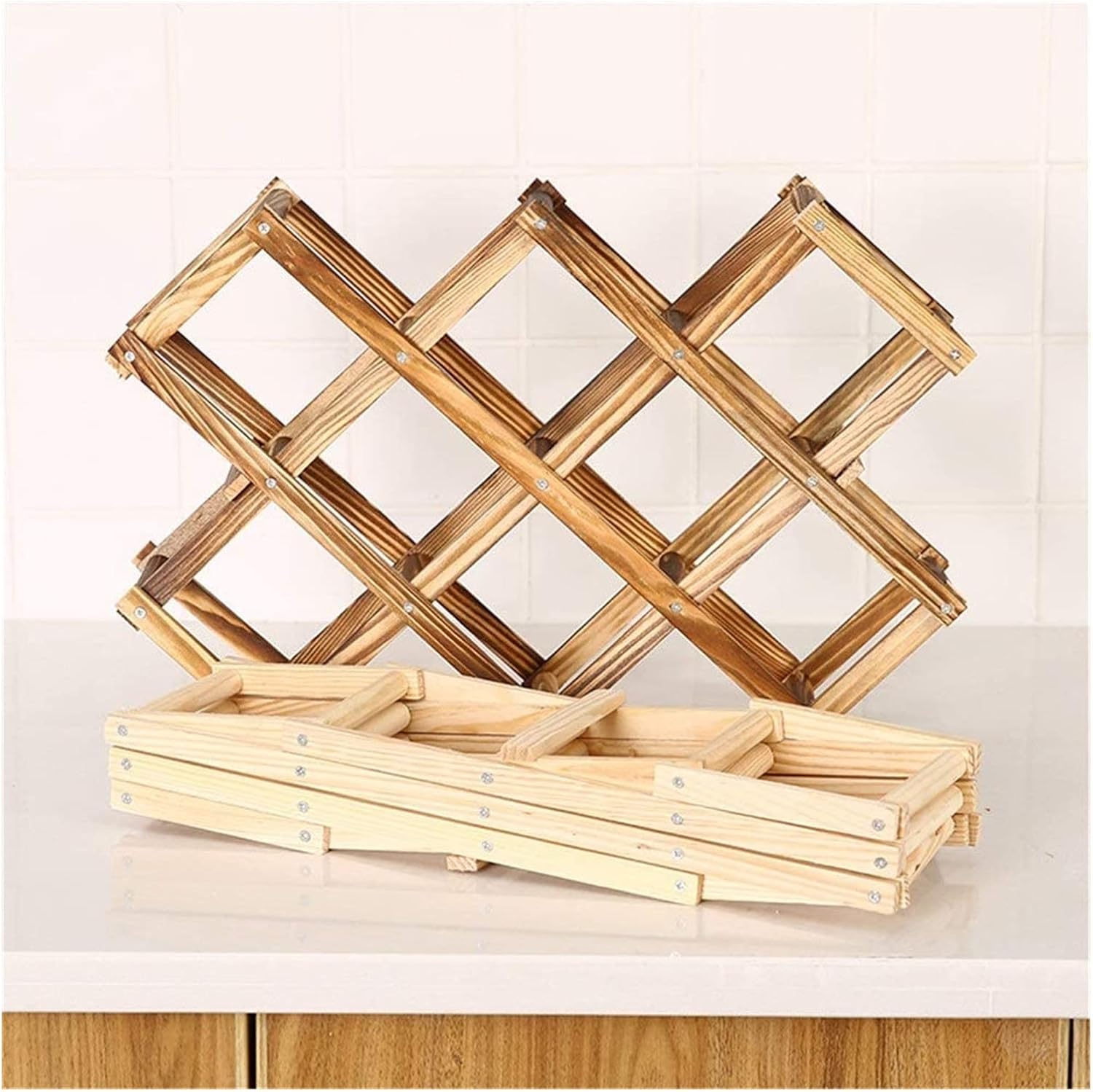 ALDEPO Wall-Mounted Wine Rack with Buckle and Solid Wood Design