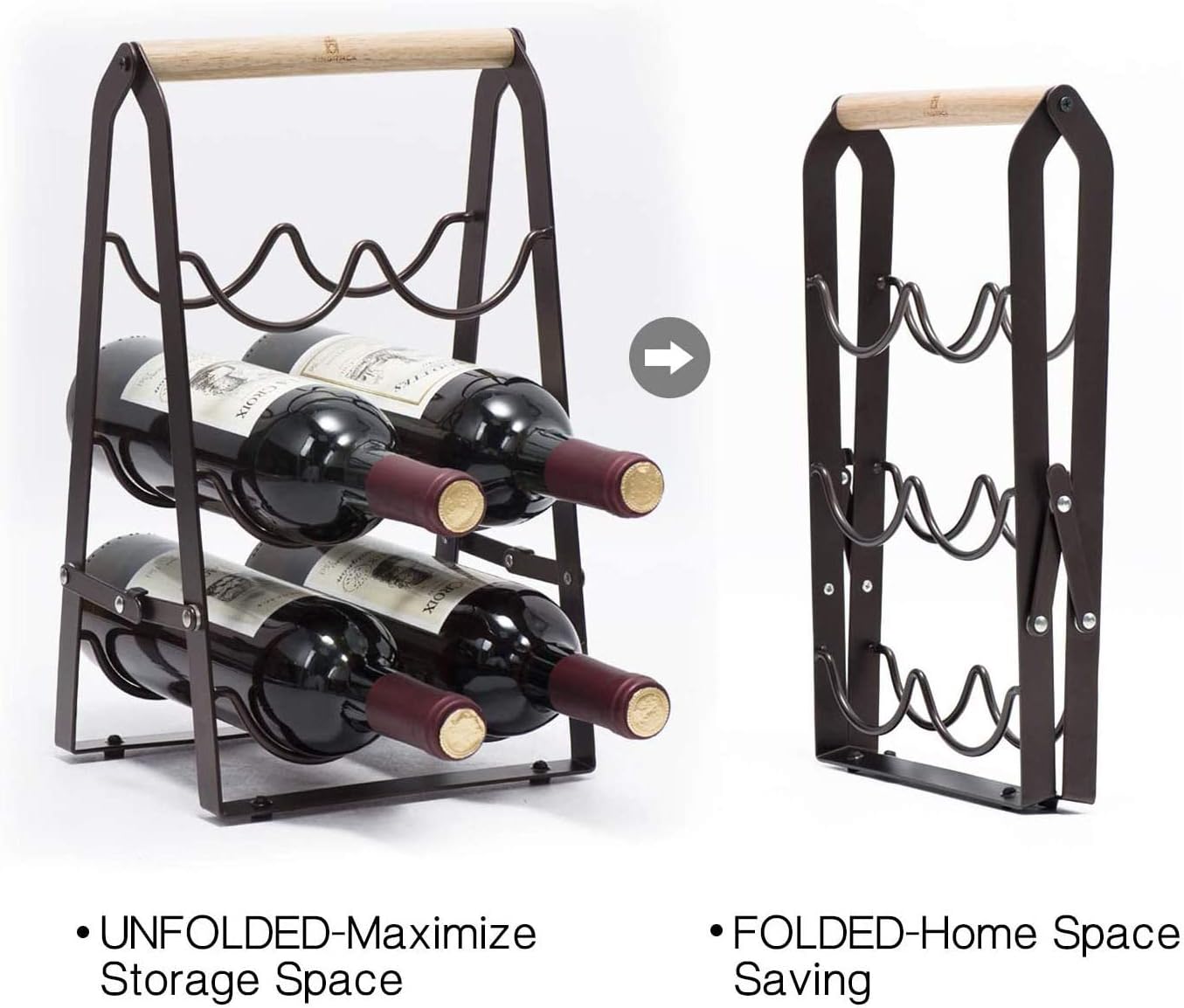 BOCbco Tabletop Wine Rack with 3 Tiers for 6 Bottles