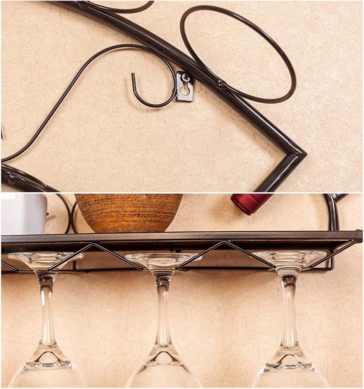 ALDEPO Wall-Mounted Wine Rack - 7 Bottles 10 Glasses