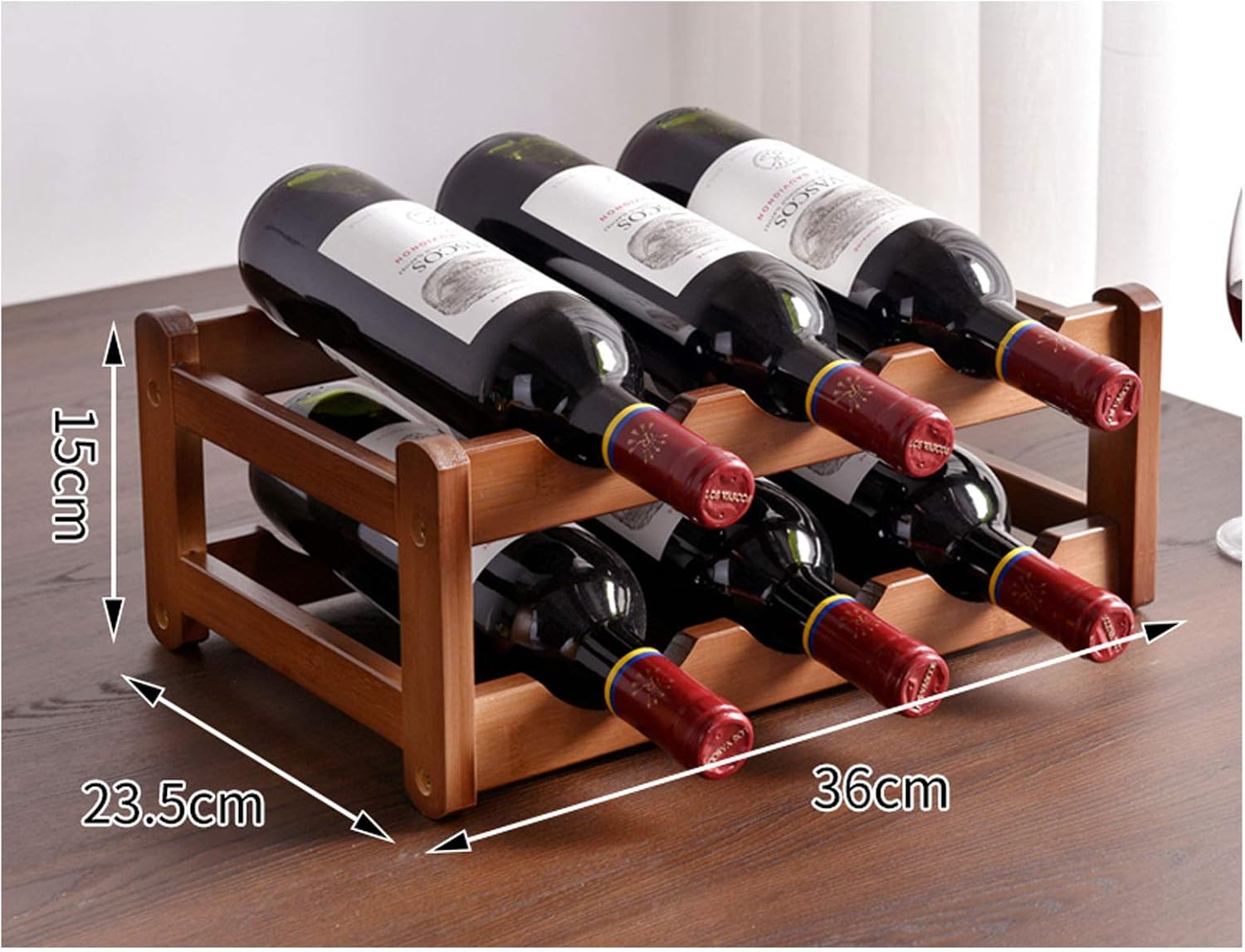 BOCbco Rustic Wood Wine Rack for 6 or 8 Bottles