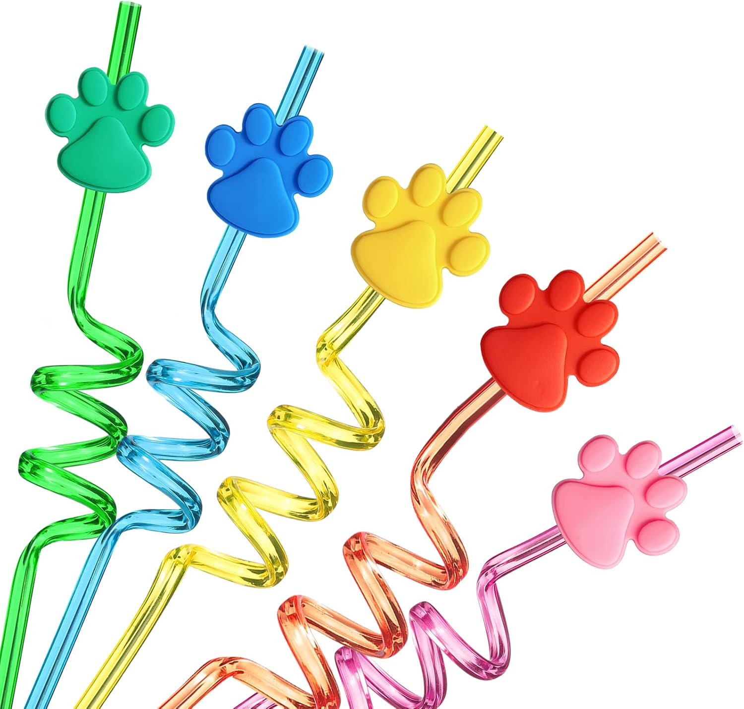 FZR Legend 24 Paw Patterned Drinking Straws with Cleaning Brush