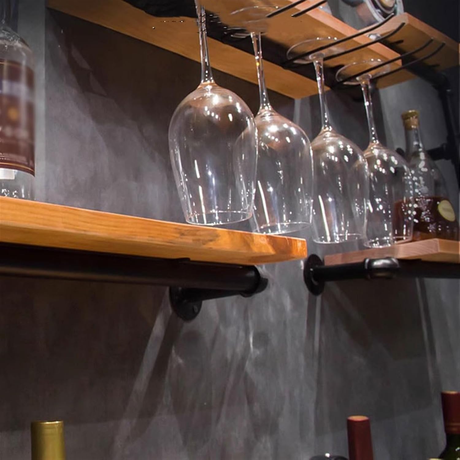 Industrial Style Wall-Mounted Wine Rack Holder