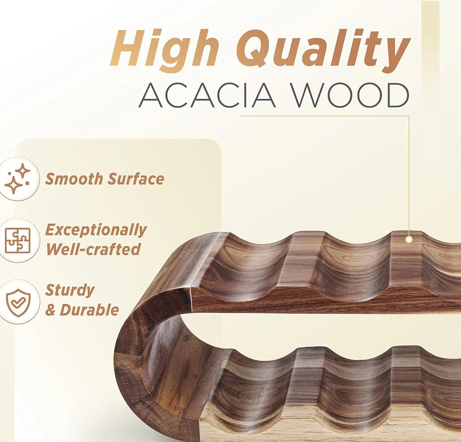 MultiBey 8-Bottle Acacia Wood Wine Rack - Freestanding Countertop