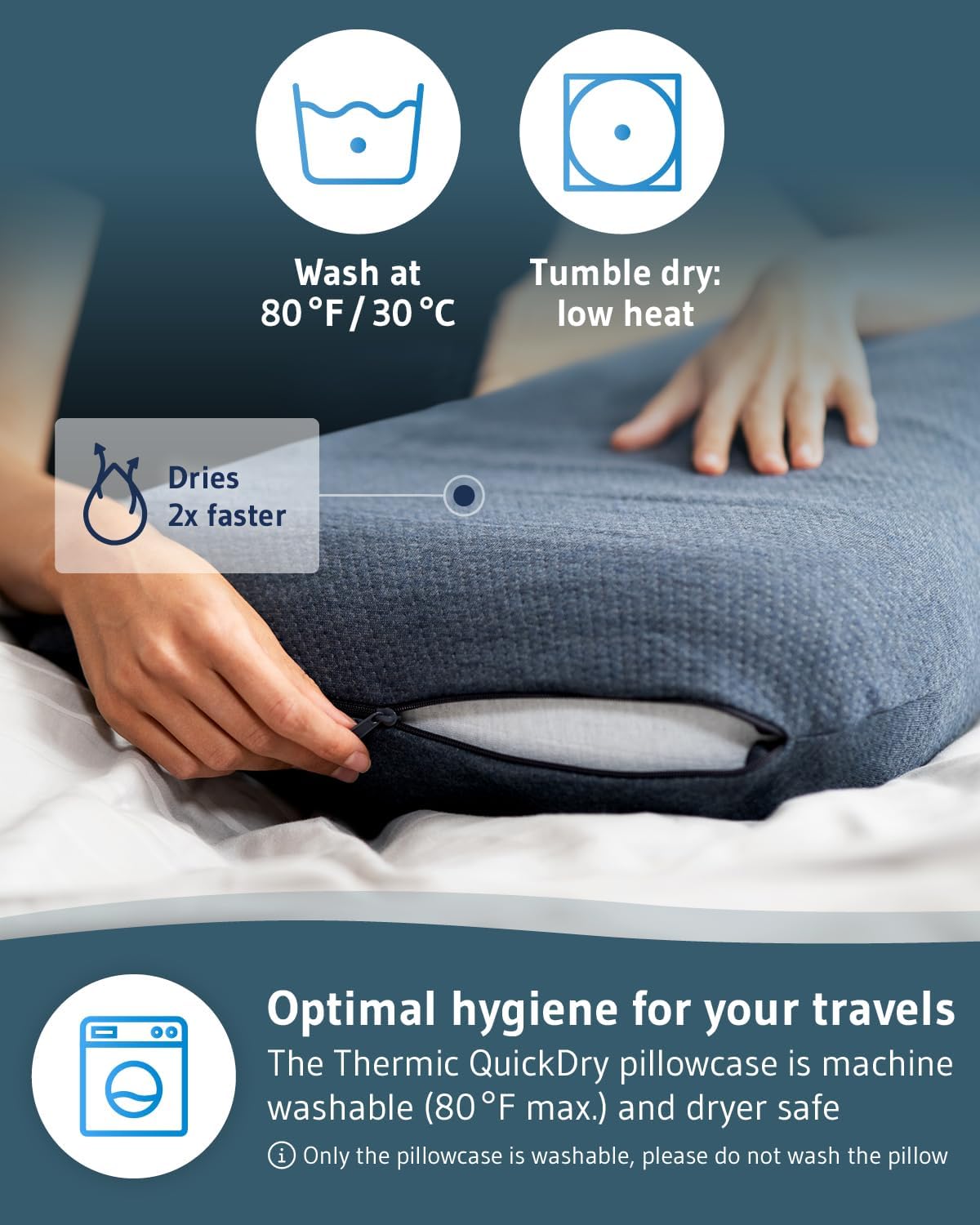 Stomach Sleeper Pillow MIZAR - Memory Foam with Thermoregulating Case