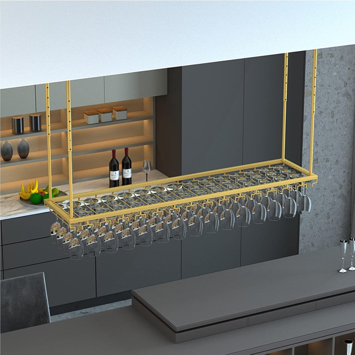 Adjustable Wine Rack Ceiling Holder for Kitchen and Bar