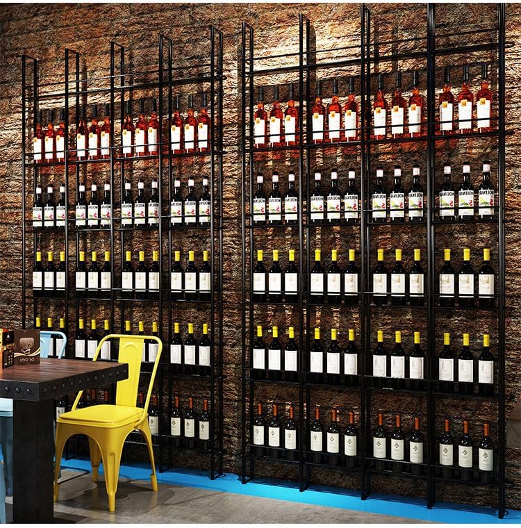 RAJYQODIS 6-Tier Wall-Mounted Wine Rack Black Industrial Style