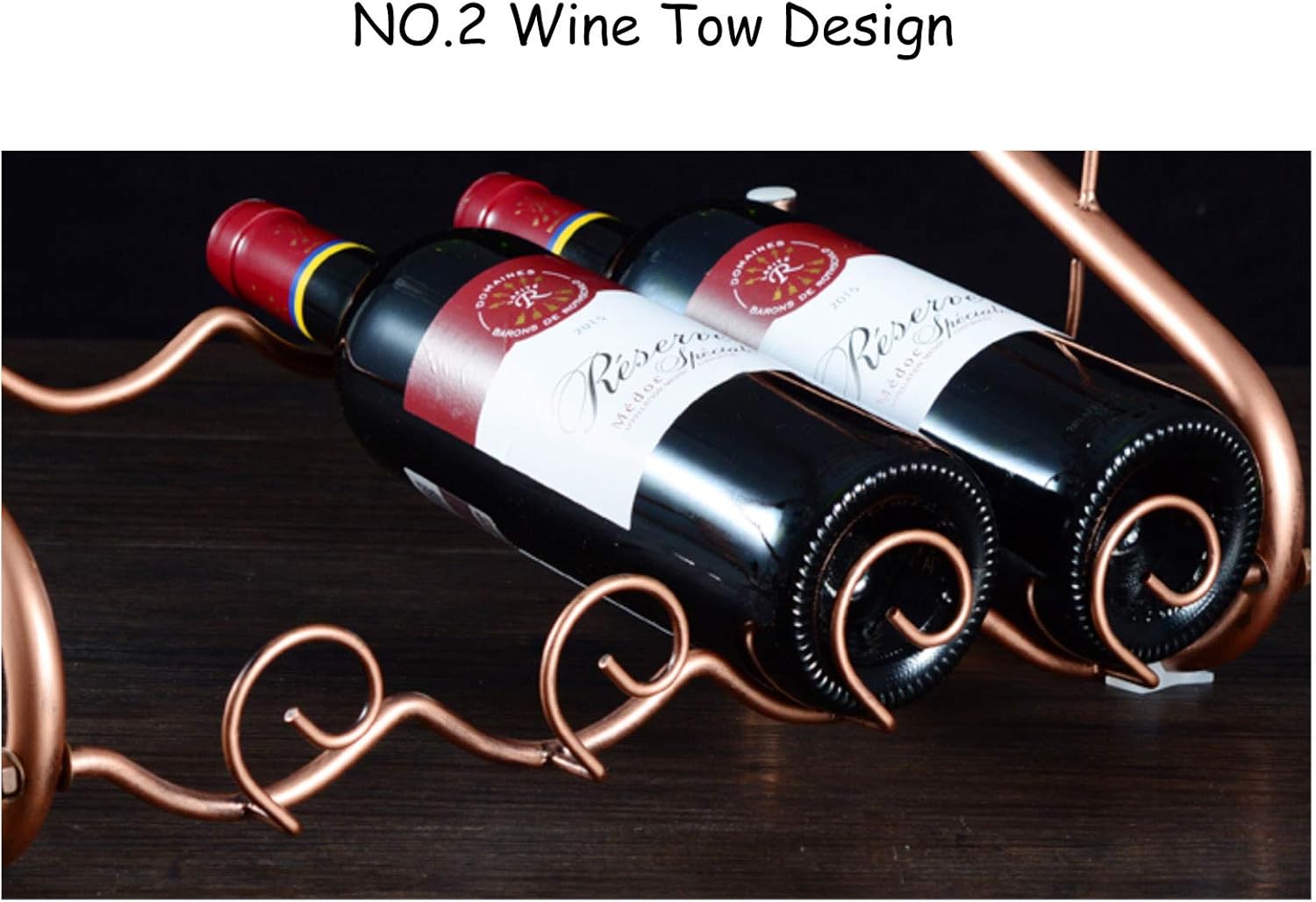 BOCbco Wrought Iron Wine Rack with 4 Bottles and 6 Stemware Holders
