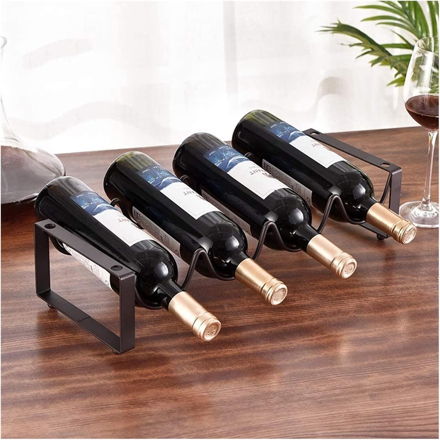 ALDEPO 4 Bottle Freestanding Metal Wine Rack