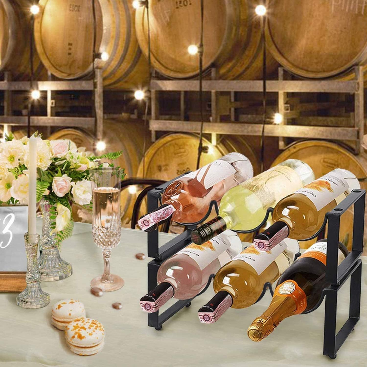 Modern Simple Nesting Wine Racks Holds 3 or 6 Bottles