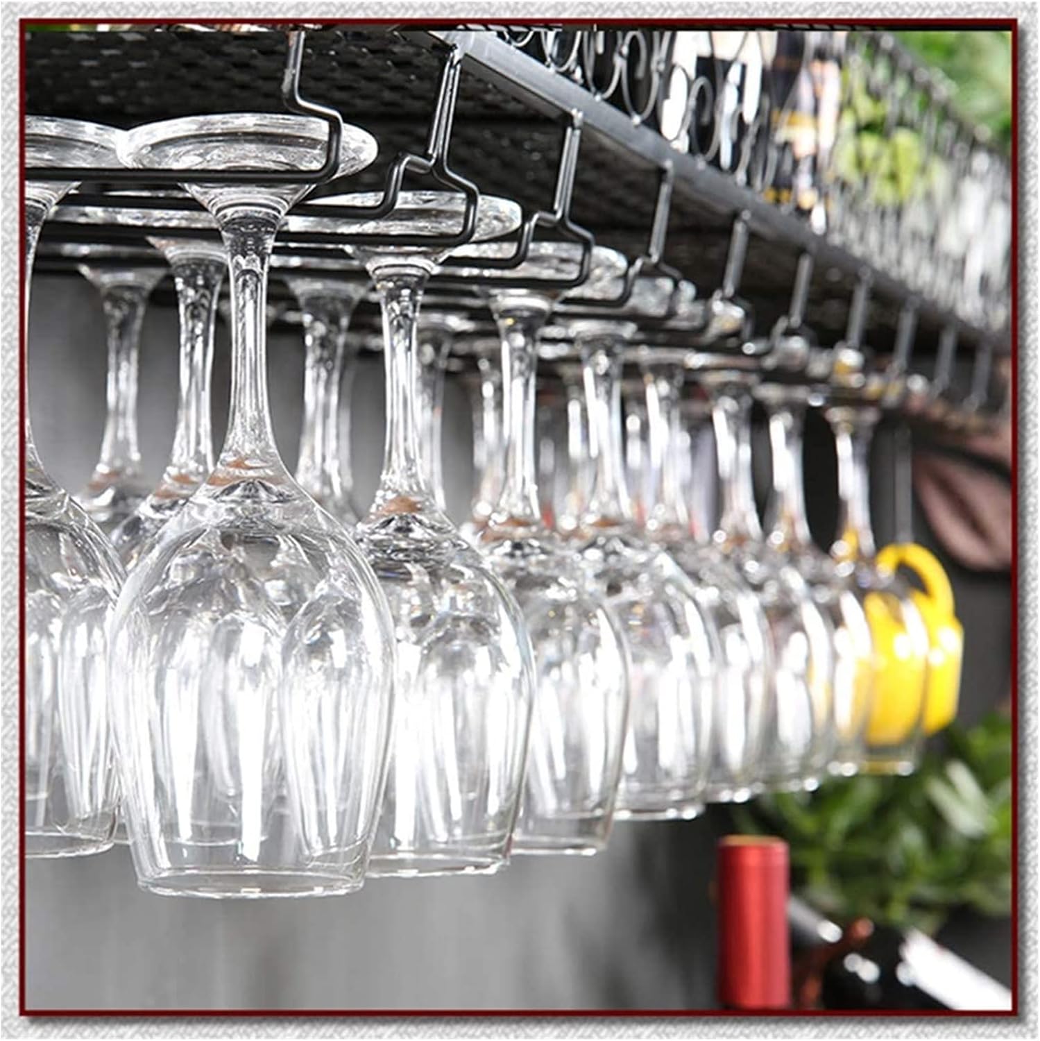 ALDEPO Wall-Mounted Wine Rack with Glass Holder Black Organizer