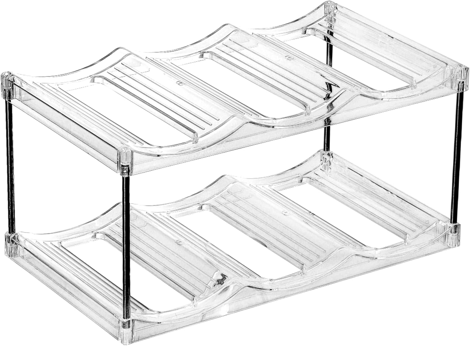 IEEK Plastic Stackable Bottle Storage Rack with 2 Tiers and 3 Bottles