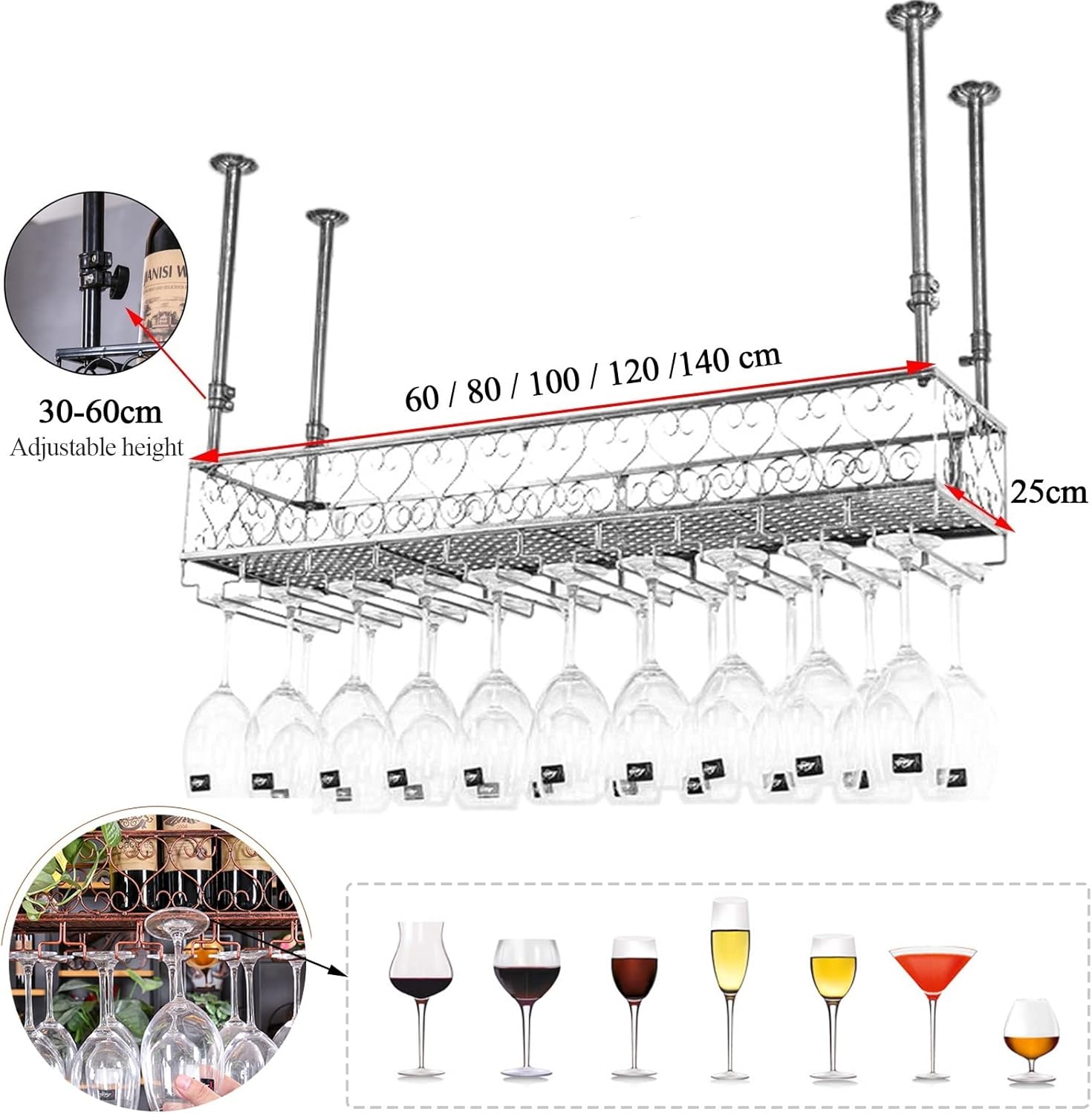 Suuim Wine Rack Wall Mount for Bottles and Glasses
