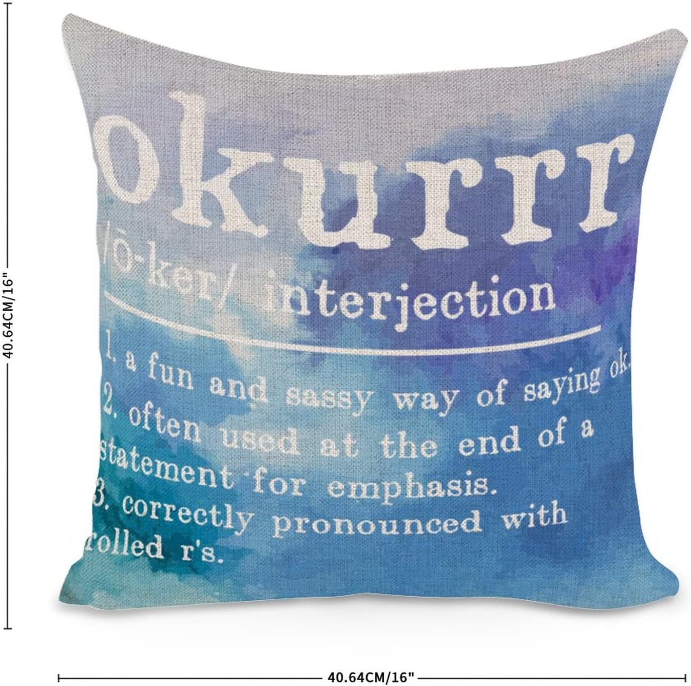 Okurrr Vocabulary Pillow Case 16x16 Cotton Linen