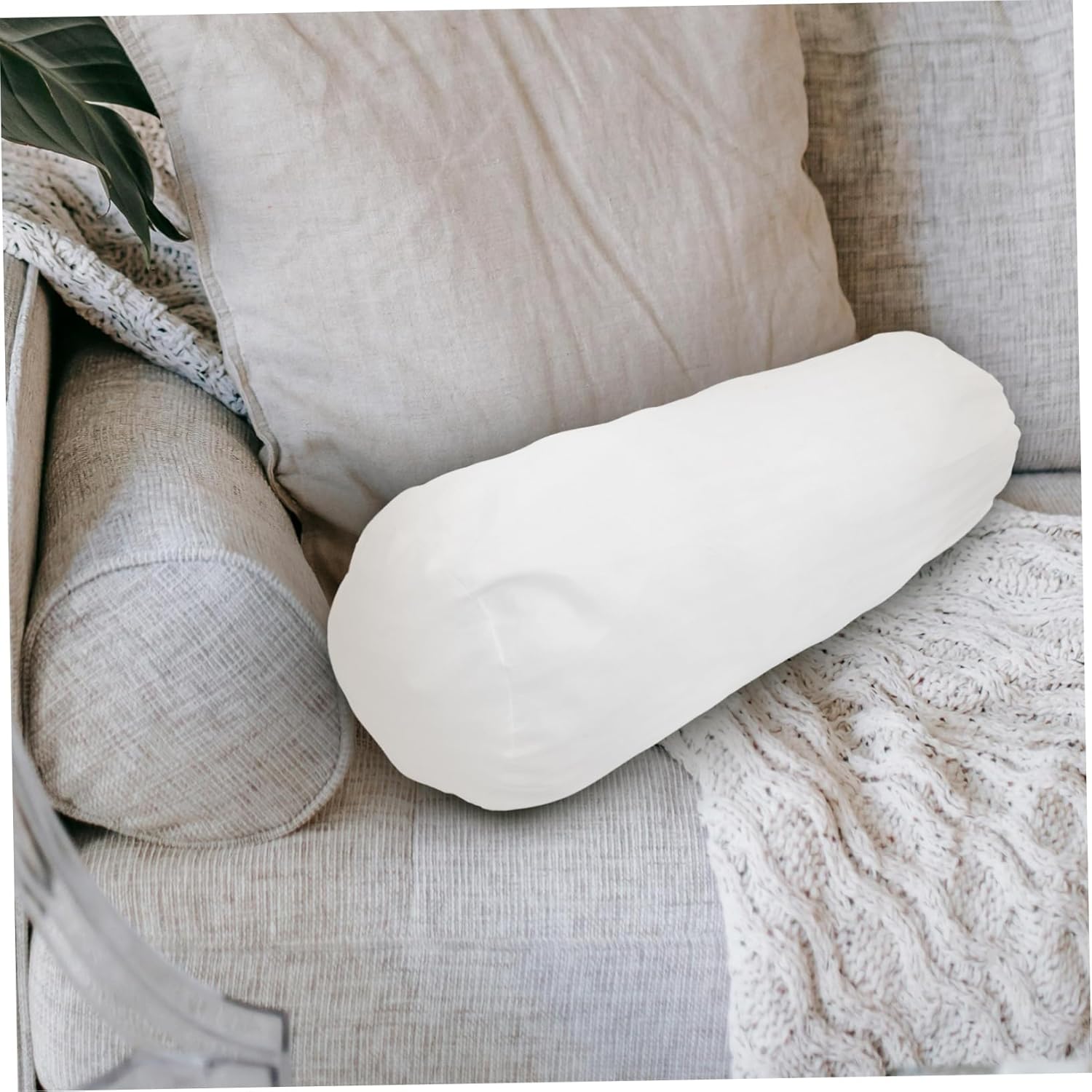 POPETPOP Cylindrical Neck Pillow Case White