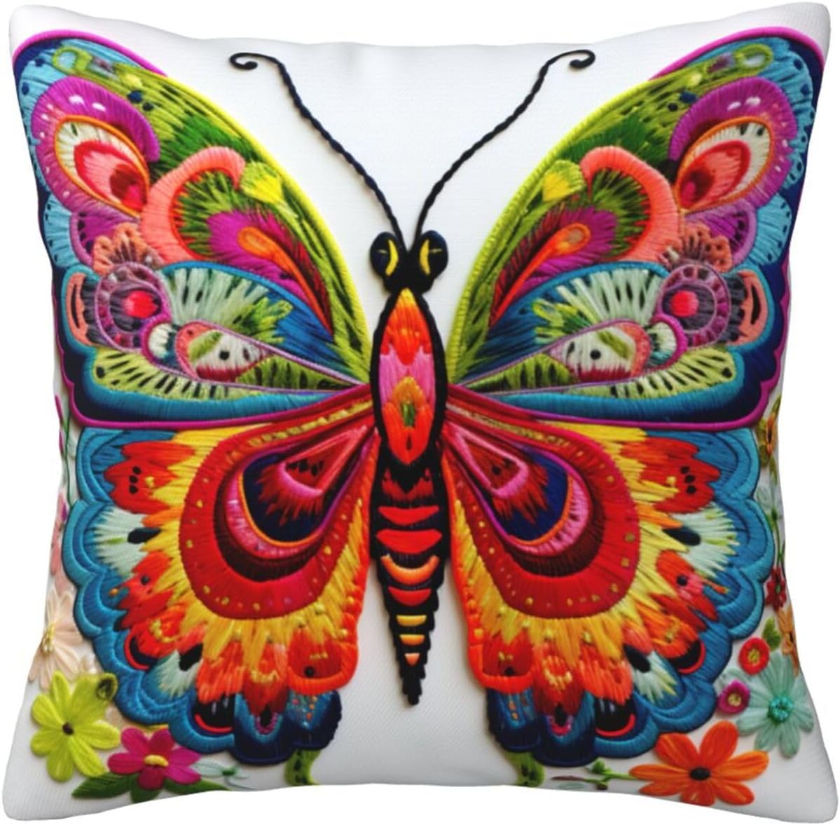 Ogniwo Embroidery Butterfly Throw Pillow 12x12 Inch Soft Square Cushion Case 1
