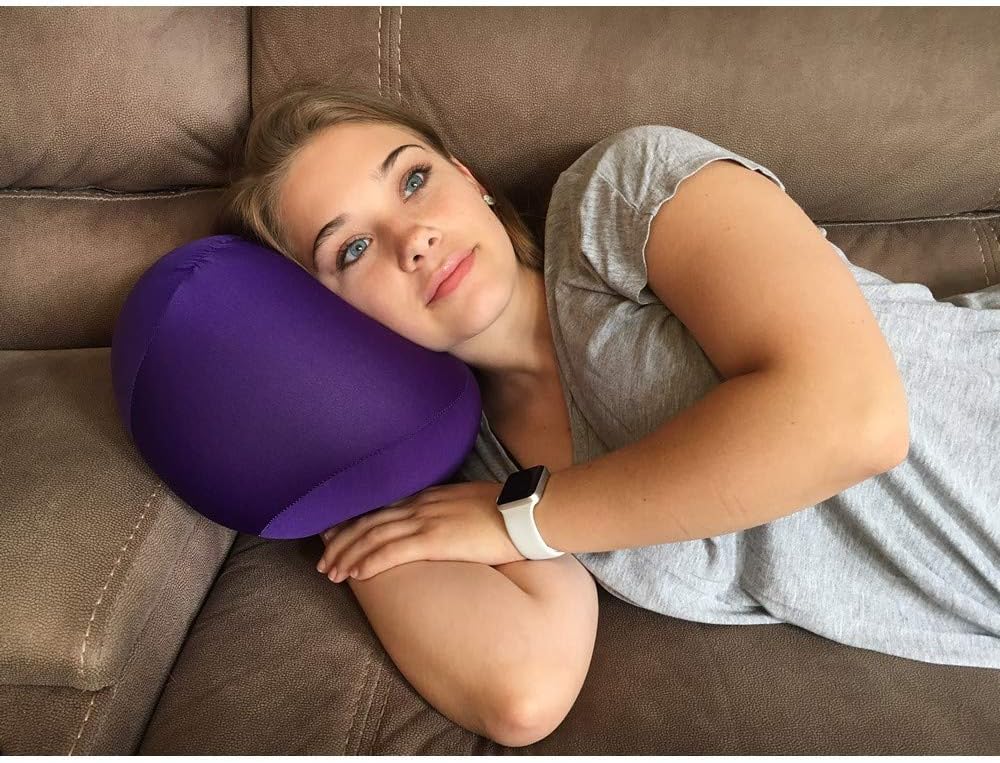 Mushy Pillows Ball Shape Round Bolster Microbead Support Throw Pillow Purple 1