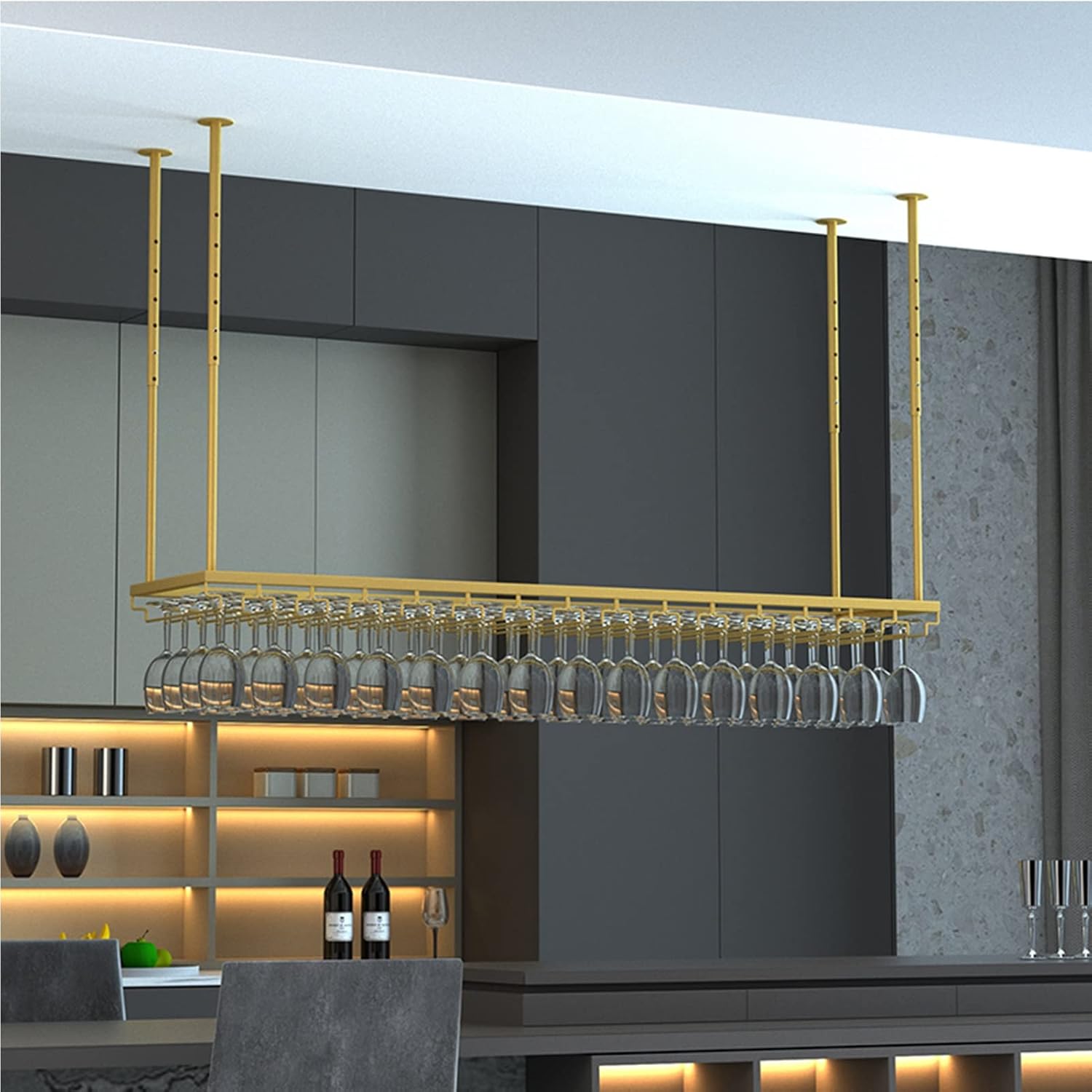 Adjustable Wine Rack Ceiling Holder for Kitchen and Bar