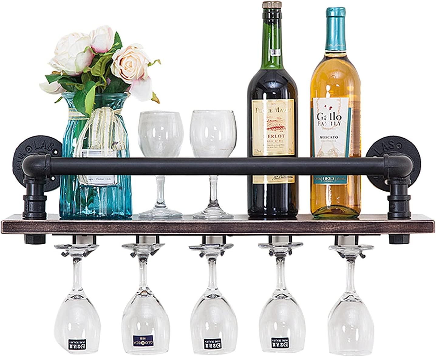 Generic Wall-Mounted Wine Rack Cabinet Metal and Wood
