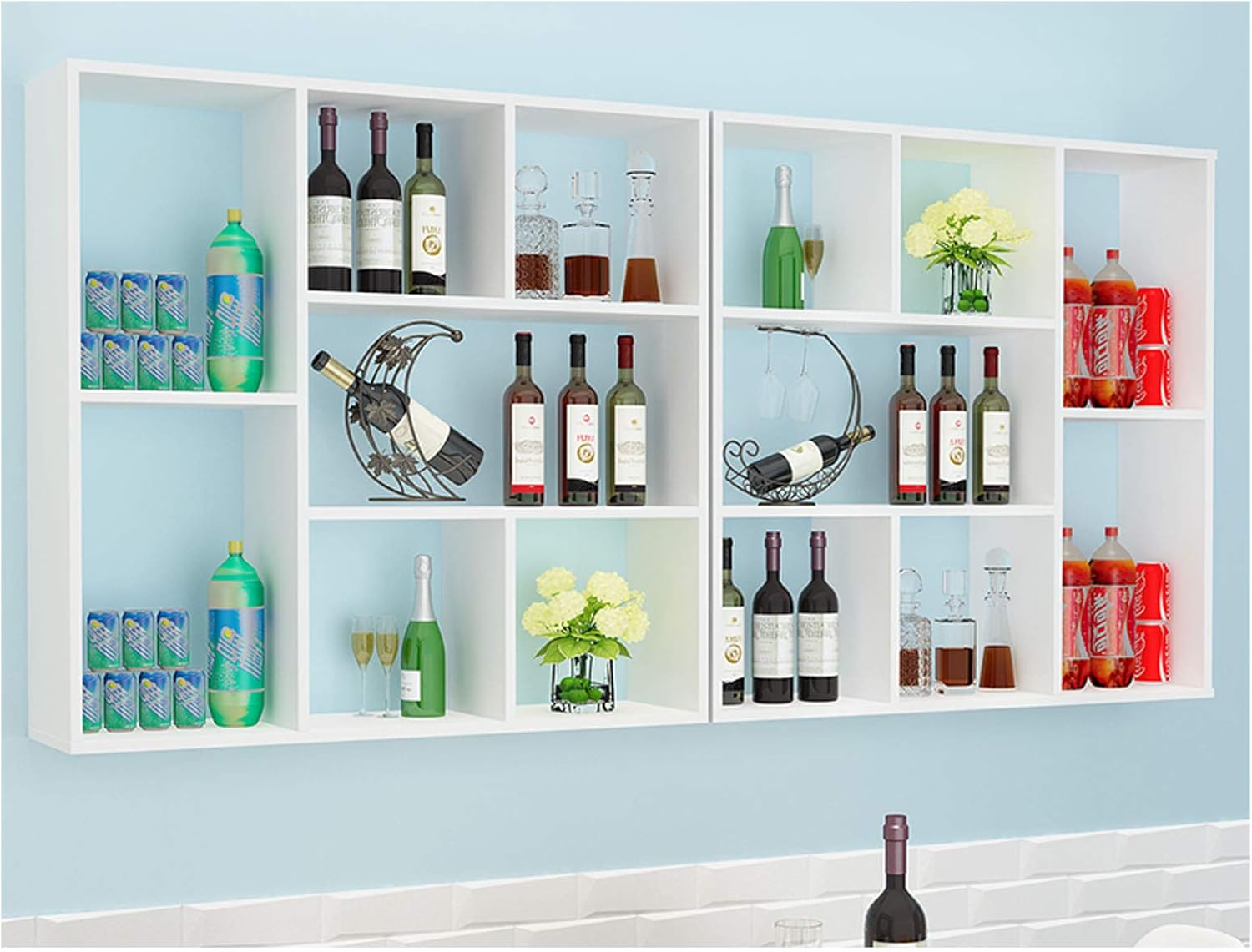 BOCbco Wall-Mounted Wine Rack 18 Bottles Teak Wood