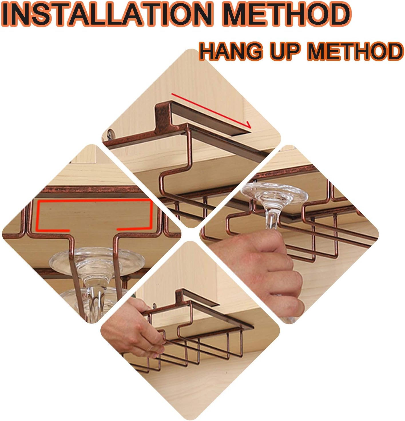 ZJDYDY Wine Glass Rack Modern Metal Under Cabinet Storage Organizer
